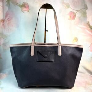 Marc By Marc Jacobs Black & Tan Trim 100% Cow Leather Tote Bag Purse